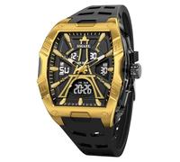 Gosasa Tonneau - Reloj deportivo analógico digital para hombre, resistente al agua hasta 50 m, reloj de pulsera de gran tamaño con retroiluminación LED, cronómetro, alarma, visualización de fecha y