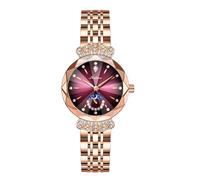 Gosasa Top Brand - Reloj de pulsera de lujo para mujer, esfera de diamante, elegante, de cuero, cuarzo, a la moda, resistente al agua, con pantalla analógica y acero inoxidable, t-morado, Elegante