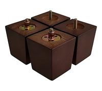 GOSCHE Juego de 4 patas de madera para sofá, cuadradas, marrón, 7,6 cm, patas para muebles de madera, M8, patas para armarios de madera con placa de montaje, tornillos