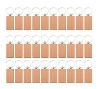 Gosera 30 Piezas de de Madera Rectangular en Llaveros de Madera de Bricolaje Etiquetas para Llaves Que Pueden Grabar Regalos de Bricolaje