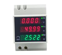 Gosera D52-2058 Vatímetro de Carril DIN, Medidor de Corriente y Voltaje, Medidor de Factor de Potencia Digital, CA 80-300 V, Medidor Multifunción de KWh y Hz, 0-100 A, B