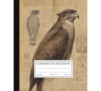 Goshawk Vintage Ornithology Composition Notebook | 7.5x9.25 in | 110 Pages | College Ruled Lines | Bird of Prey Scientific Illustration