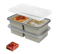 GOSHIES 2 recipientes para congelar sopa, molde de silicona con tapa, moldes de silicona para alimentos grandes cubitos de hielo Deli Contenedores Silicona Meal Prep