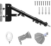 Goshoot Anillo de luz de pared con base triangular, longitud máxima de 110 cm de longitud, soporte ajustable, rotación flexible de 180° para fotografía, flash estroboscópico, caja de luz, salón de