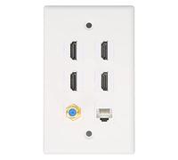 Goshyda 6 Puertos HDMI CAT6 Placa de Pared, 4K HDMI Ethernet Coax Cable TV F Head con 4 Puertos HDMI Cat6 Ethernet 1 Coax TV F Head, para Oficina en casa