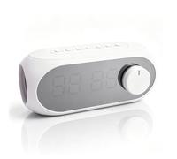 Goshyda Altavoz Bluetooth con Despertador y Radio FM con Alarma Dual | Pantalla LED de Espejo, Batería Recargable de 1200 MAh, para Dormitorio, Mesita de Noche, Escritorio, Cocina