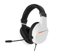 Goshyda Auriculares con Cable para PC, Auriculares Estéreo con Micrófono Flexible con Cancelación de Ruido, Iluminación RGB, para Juegos, Centro de Llamadas, Clase en Línea (White)