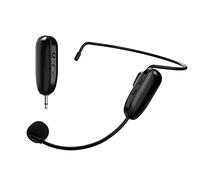 Goshyda Auriculares con Micrófono Inalámbrico, UHF FM 500mAh 2.4G Recargable Profesional 2 en 1 Head Wear Auriculares Micrófono, para Amplificador de Voz Altavoces de Computadora