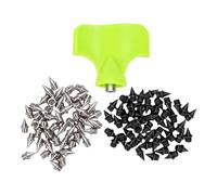 Goshyda Clavos de Pista de Acero de Aleación de 1/4 Pulgadas, Repuesto de Clavos Piramidales con Llave de Pico, Ajuste Universal para de Velocidad y Entrenamiento en Pista, Juego de 100 Piezas