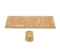 Goshyda Combo de Teclado y Ratón Inalámbricos de bambú Hechos a Mano, Juego de Tamaño Completo de 2,4G con Teclas Multimedia y Receptor USB para PC, Wins, OS X