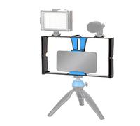 Goshyda Equipo de Video para Teléfono Inteligente, Estabilizador de Video para Teléfono Soporte de Montaje para Cámara para Filmación Y Vlogging, con Soporte de Zapata Fría para Teléfono(Azul)
