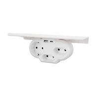 Goshyda Extensor de Enchufe de Pared con Múltiples Enchufes y Protector contra Sobretensiones para Estante para Oficina en Casa, 3 Salidas de CA, 2 Puertos USB para Teléfonos, Tabletas, Material ABS