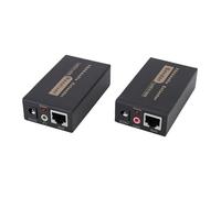 Goshyda Extensor VGA a Través de Ethernet, Extensor VGA a Adaptador Transmisor Receptor Ethernet, 328 Pies 100 M, HD Plug and Play con Interfaz DC3.5 de Sonido RJ45 (Enchufe de la UE)