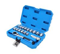 Goshyda Juego de Llaves de Paso de 17 Uds., Tomas Métricas de Accionamiento de 3/8 Pulgadas y 1/2 Pulgadas, 2 en 1, Trinquete de 72 Dientes, Kit de Llave con Perno Largo de Acero CR V