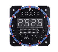 Goshyda Kit de Reloj Electrónico de Temperatura LED con Rotación de Control de Luz Multifunción DIY con Medición Precisa del Tiempo, Visualización de (Piezas Verdes + Cable de