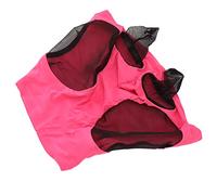 Goshyda Mascarilla de Caballo con Orejas, Malla Protectora contra Moscas, Máscara Elástica Transpirable contra Moscas para Montar en Equipo Ecuestre, Resistente a los Rayos UV (Rosa roja)