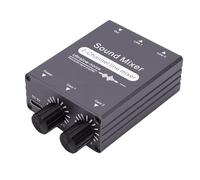 Goshyda Mezclador de Audio Estéreo de 2 Canales, 2 en 1 Salida Mezclador de Sonido de 3,5 Mm Conmutador de Sonido Compatible con Control de Volumen Dual, para PC, Teléfono, Computadora