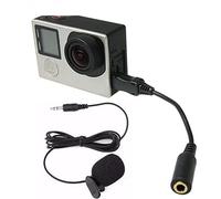 Goshyda Micrófono Externo Lavalier + Kit de Cable Adaptador, Micrófono de Montaje Mini Clip de 3.5 mm Negro, para GoPro Hero 4/3/3 +
