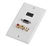 Goshyda Panel de enchufes, Enchufe de Pared, Puertos HDMI VGA RCA compuestos 3 en 1, Conector de Adaptador de Audio y Video USB, Panel Multimedia de protección multinivel