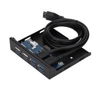 Goshyda Panel Frontal de Expansión de Concentrador USB 3.0 de 2 Puertos + 2 Puertos USB .0, Panel Frontal de Unidad de Disquete para Bahía de 5,25 Pulgadas, Soporte de Metal con Arenado, Fuente de