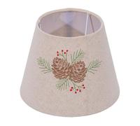 Goshyda Pantalla de Lino Hecha a Mano con Bordado de Conos de Pino, Tela con Casquillo E27 E14, Tambor Pequeño de 6,7x4,3x5,1 Pulgadas para Lámparas de Mesa, Dormitorio, Oficina, Escritorio,