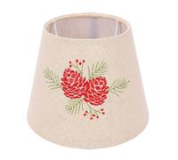 Goshyda Pantalla de Lino Hecha a Mano con Bordado de Conos de Pino, Tela con Casquillo E27 E14, Tambor Pequeño de 6,7x4,3x5,1 Pulgadas para Lámparas de Mesa, Dormitorio, Oficina, Escritorio,