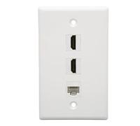 Goshyda Placa De Pared Ethernet HDMI, Conector Keystone RJ45 Cat6 Y 2 Conectores Keystone Multimedia HD 4K, Placa De Pared Ethernet Sin Soldadura para Proyector HDTV