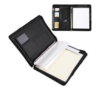 Goshyda Portafolio Organizador de Documentos A4 con Piel Sintética, Cierre de Cremallera y 10 Bolsillos para Archivos, Cuaderno de 30 Hojas con Funda para Tableta para Oficina y Viajes