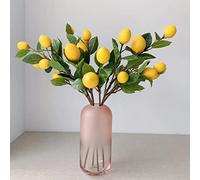 Goshyda Ramas Artificiales de Limón, 65cm, Amarillo, Fruta Realista, Hojas Verdes, Decoración del Hogar, Planta de Simulación para Decoración de Jarrón para Sala de Estar