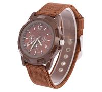 Goshyda Reloj de Pulsera Analógico de 4 Colores con Movimiento Electrónico para Uso Militar, Correa de Nylon, Hebilla, Esfera Redonda, 1 Pieza, Ideal para Uso Diario (Café)