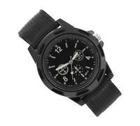 Goshyda Reloj de Pulsera Analógico de 4 Colores con Movimiento Electrónico para Uso Militar, Correa de Nylon, Hebilla, Esfera Redonda, 1 Pieza, Ideal para Uso Diario (Black)