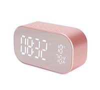 Goshyda Reloj Despertador Digital, 2200mah Radio FM Reloj Despertador Multifunción, con Altavoz Bluetooth, con Antena Externa, para Dormitorio en Casa, Regalo para Niños(Oro Rosa)