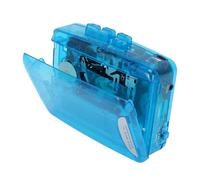 Goshyda Reproductor de Casete Portátil Grabadora de Cinta Radio FM, Reproductor de Cinta con Batería USB con Auriculares, Micrófono Incorporado (Azul Transparente)