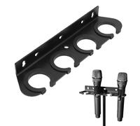 Goshyda Soporte Multimicrófono para 4 Micrófonos de Mano, Colgador de Almacenamiento para Micrófono Inalámbrico y con Cable con Anillos Antideslizantes, Soporte y Montaje en Pared