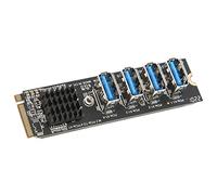 Goshyda Tarjeta de Expansión M.2 a PCIe, PH410 PCIE 4 Puertos Transmisión Estable Adaptador de 4 Puertos M.2 a Pcie, para OS X, para Windows, para Sistema Linux