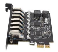 Goshyda Tarjeta de Expansión PCIe USB 3.2 Gen1 de 7 Puertos, Tarjeta PCI Express de Alta Velocidad de 5 Gbps con 7 Puertos USB, Concentrador de Panel Frontal de Alimentación Estable