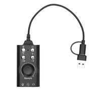 Goshyda Tarjeta de Sonido Externa USB, Adaptador de Tipo C con Chip de Reducción de Ruido y Control de Volumen para Transmisión de Karaoke por Teléfono Portátil