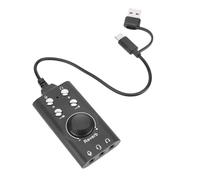 Goshyda Tarjeta de Sonido USB, Tarjeta de Sonido Estéreo Externa con Perilla de Control de Volumen, Micrófono, Tecla de Interruptor de Sonido, Adaptador de Audio USB a Conector de 3,5
