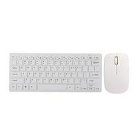 Goshyda Teclado inalámbrico 2.4G con Protector de Teclado, Teclado Micro USB ergonómico de ángulo de inclinación para Juegos de Oficina portátiles(Blanco)