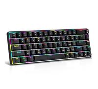 Goshyda Teclado Mecánico Inalámbrico de 68 Teclas, Teclado para Juegos USB C de Modo Triple 2.4G BT5.0, Retroiluminado RGB 60% Compacto con Interruptor Rojo para PC Portátil (Modo Negro 3)