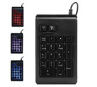 Goshyda Teclado numérico con Cable Teclado numérico portátil de 19 Teclas Teclado retroiluminado Sensación mecánica Teclado numérico Negro Respiración Tricolor(Negro)