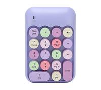 Goshyda Teclado Numérico Inalámbrico, 18 Teclas Teclado Numérico Inalámbrico de 2,4 GHz Teclado Numérico Redondo de Estilo Retro con Receptor USB, Teclas de Acceso (Tema Morado)