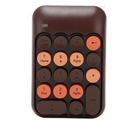 Goshyda Teclado Numérico Inalámbrico, 18 Teclas Teclado Numérico Inalámbrico de 2,4 GHz Teclado Numérico Redondo de Estilo Retro con Receptor USB, Teclas de Acceso (Color café)