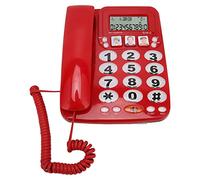 Goshyda Teléfono con Cable de Escritorio, Almacenamiento de Números de Identificación de Llamadas, Pantalla LCD, Accesos Directos, Tono de Llamada Ajustable, con Botón Indicador, Teléfono Fijo,(Rojo)