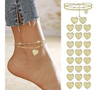 Goshyda Tobillera con Inicial en Forma de Corazón, Joyería de Playa, Regalos, Tobillera Hecha a Mano con 26 Letras en Capas Delicadas para Mujer y Ajustable, Accesorio para Fiestas y Ropa de Playa (A)