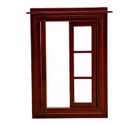 Goshyda Ventanas de Casa de Muñecas a Escala 1:12, Ventanas de Madera de 6 Paneles con Acabado Castaño, Muebles de Casa de Muñecas en Miniatura para Escenas a Escala 1:12, Cabaña Rústica y (castaña)