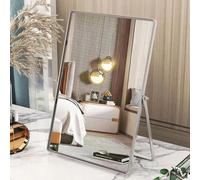 Gosider Espejo de mesa rectangular para maquillaje con inclinación de 90° a una cara, espejo de apoyo de alta definición 30 x 22 cm para mesilla de noche, salón, dormitorio, oficina, grande