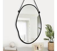 Gosider Espejo de pared asimétrico, marco negro, moderno y único, decorativo decorativo para dormitorio, baño, sala de estar, entrada, pasillo