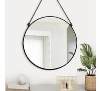 Gosider Espejo de pared colgante circular, espejo redondo negro, 16 pulgadas, decoración moderna para el hogar, baño, sala de estar, dormitorio, entrada, pasillo, baño, dormitorio