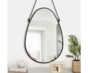 Gosider Espejo de pared irregular en forma de lágrima, espejo colgante ovalado con borde enmarcado para decoración del hogar, dormitorio, baño, sala de estar, tocador, 40,6 x 50,8 cm